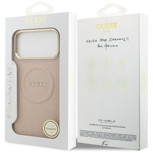 Guess Peony Hot Stamp MagSafe Case for iPhone 17 Pro Max - Pink 4