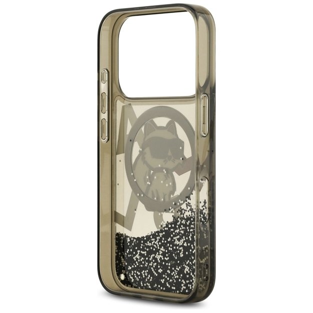 Karl Lagerfeld Liquid Glitter Choupette Logo MagSafe Case for iPhone 17 Pro - Black 6