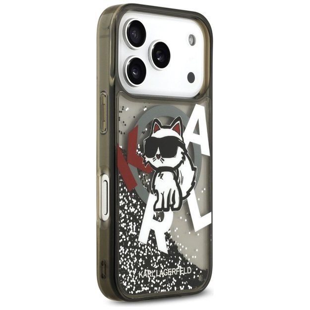 Karl Lagerfeld Liquid Glitter Choupette Logo MagSafe Case for iPhone 17 Pro - Black 3