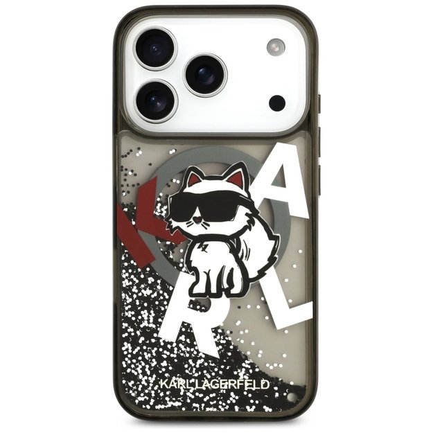 Karl Lagerfeld Liquid Glitter Choupette Logo MagSafe Case for iPhone 17 Pro - Black 2