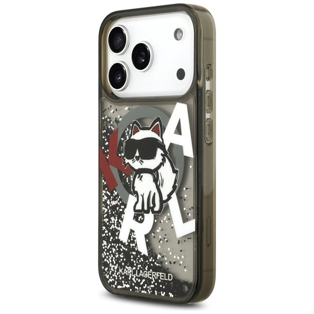 Karl Lagerfeld Liquid Glitter Choupette Logo MagSafe Case for iPhone 17 Pro - Black 1