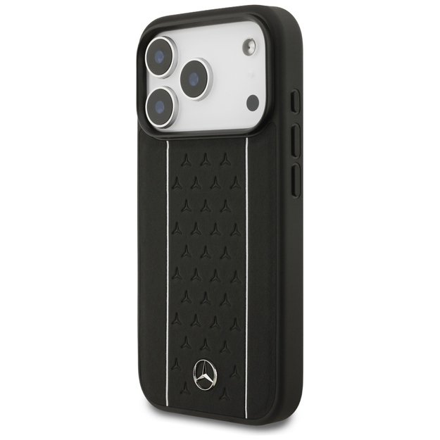 Mercedes Leather Star Pattern Stripes MagSafe Case for iPhone 17 Pro - Black 2