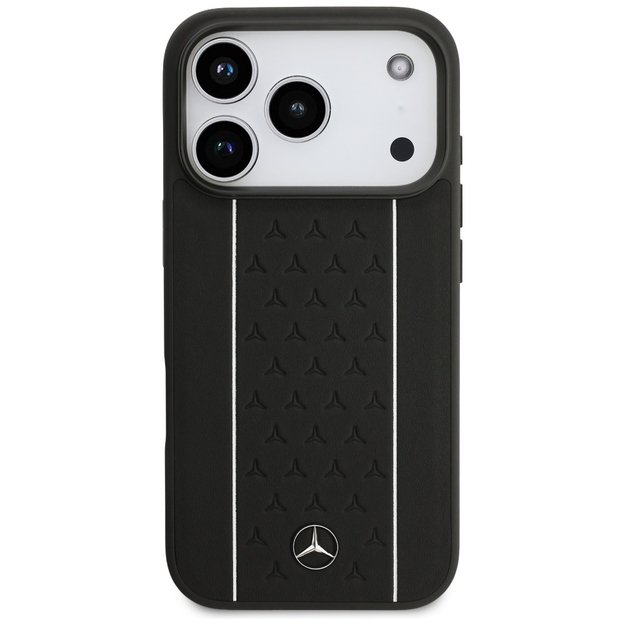 Mercedes Leather Star Pattern Stripes MagSafe Case for iPhone 17 Pro - Black 3
