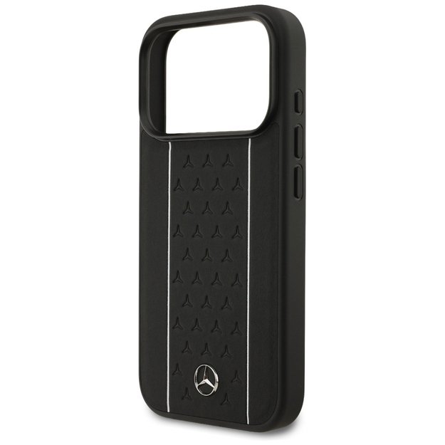 Mercedes Leather Star Pattern Stripes MagSafe Case for iPhone 17 Pro - Black 5