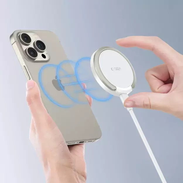 Tech-Protect QI15W-A33 Inductive Charger with MagSafe and Stand with USB-A / USB-C Cable - White 12