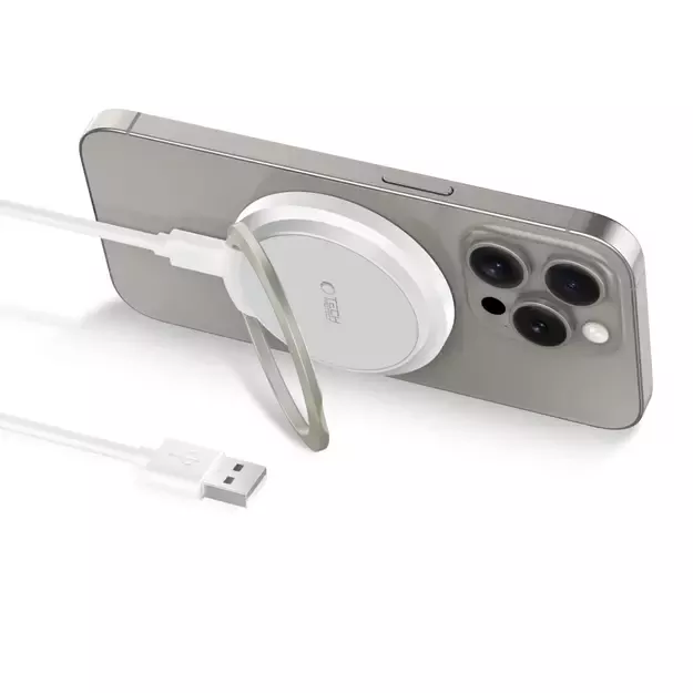Tech-Protect QI15W-A33 Inductive Charger with MagSafe and Stand with USB-A / USB-C Cable - White 9
