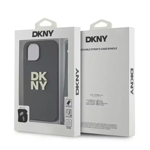 DKNY Wrist Strap Stock Logo case for iPhone 14 / 15 / 13 - black 12