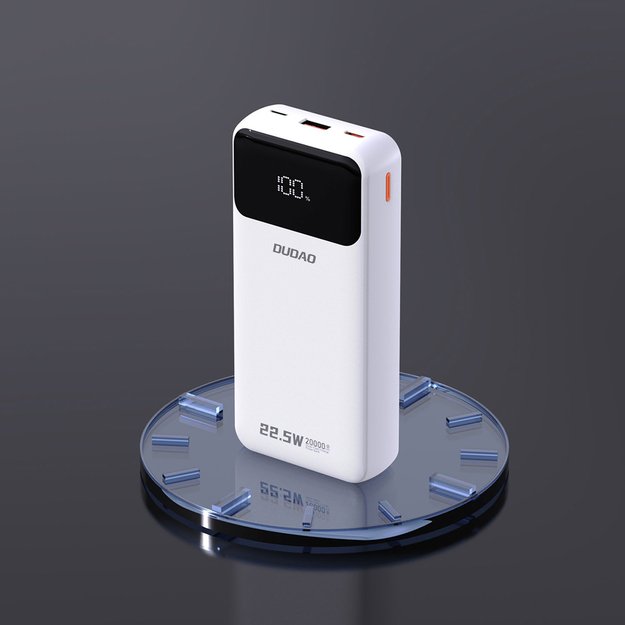 Dudao K15Pro Power Bank 20000mAh 22.5W PD USB-C / USB-A / Built-in Lightning and USB-C Cables - White 5