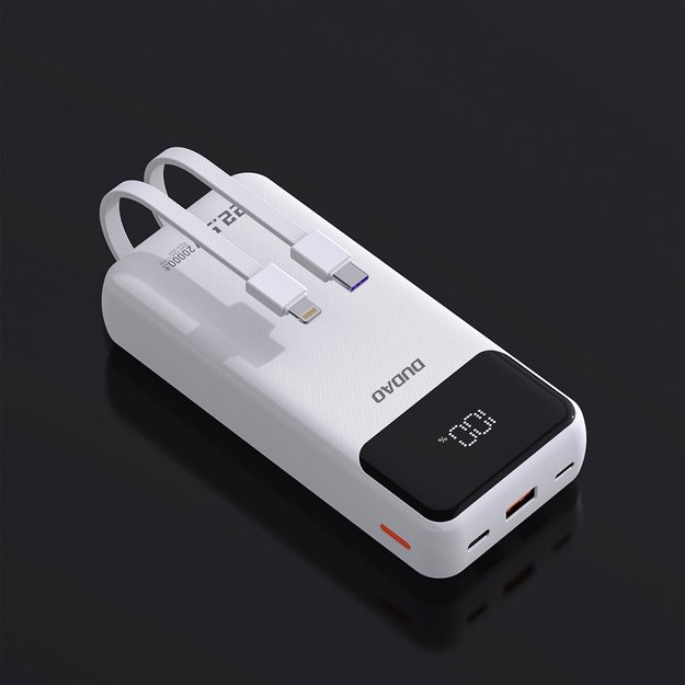 Dudao K15Pro Power Bank 20000mAh 22.5W PD USB-C / USB-A / Built-in Lightning and USB-C Cables - White 6