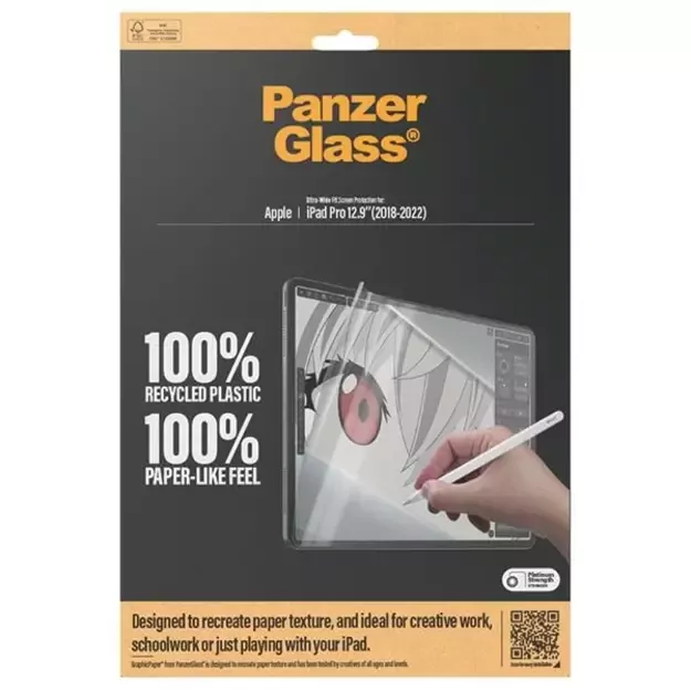 Antibacterial PanzerGlass GraphicPaper foil with a glare filter for iPad Pro 12.9&quot  2018 / 2020 / 2021 / 2022 3