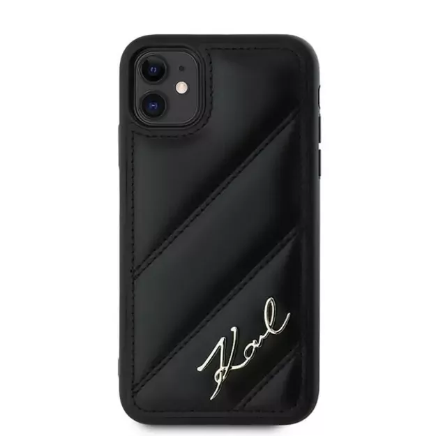 Karl Lagerfeld Diagonal Quilted Script case for iPhone 11 / Xr - black 9