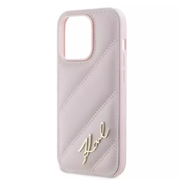 Karl Lagerfeld Diagonal Quilted Script case for iPhone 14 Pro Max - pink 5