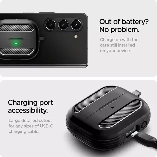 Spigen Rugged Armor Samsung Galaxy Buds 3 / 3 Pro Case - Black 14