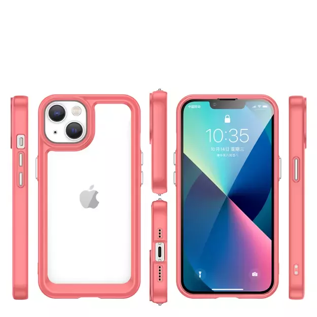 Outer Space Case iPhone 14 hard cover with a gel frame red 8