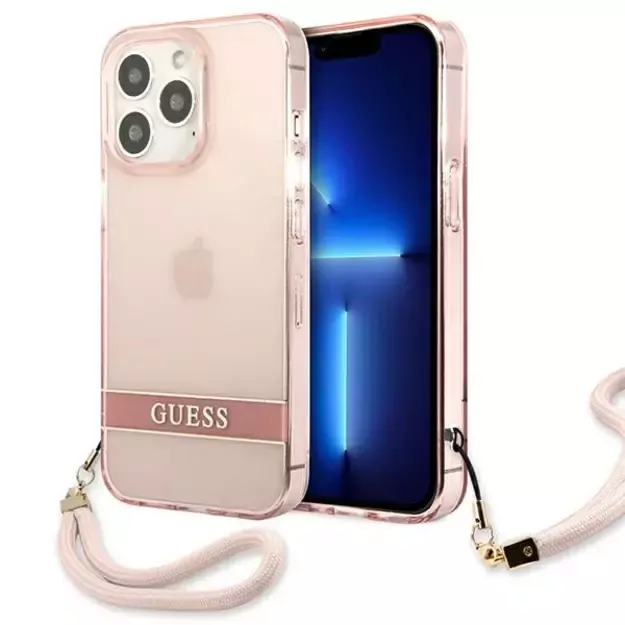 Guess Translucent Strap Case for iPhone 13 Pro / 13 6.1&quot  - Pink