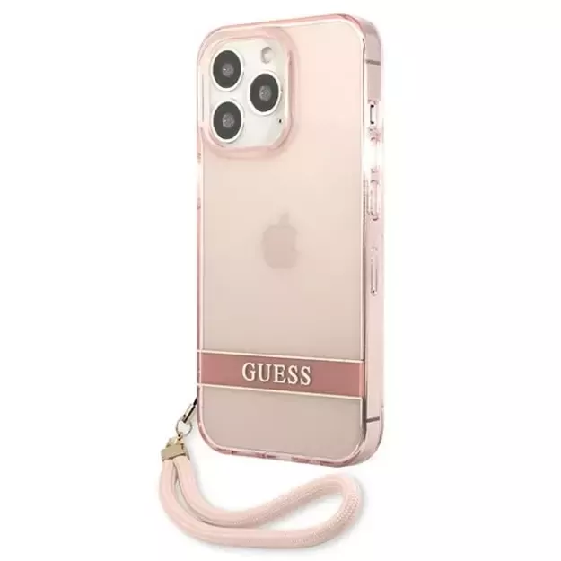 Guess Translucent Strap Case for iPhone 13 Pro / 13 6.1&quot  - Pink 1