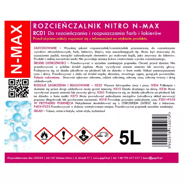 NITRO RC-01 N-MAX 5L thinner solvent 1