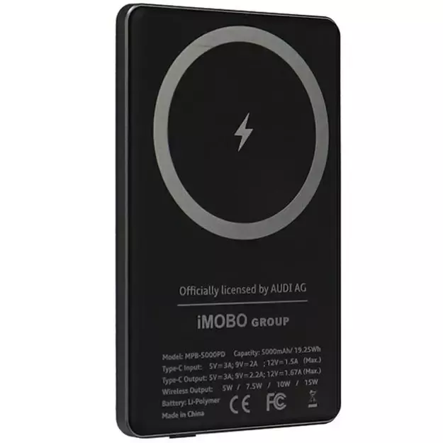 Powerbank Audi Big Logo MagSafe inductive 15W 5000mAh - gray 3