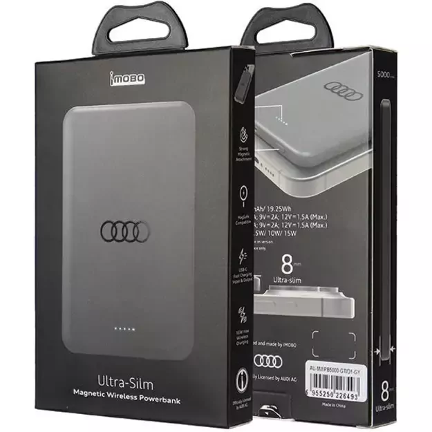 Powerbank Audi Big Logo MagSafe inductive 15W 5000mAh - gray 5