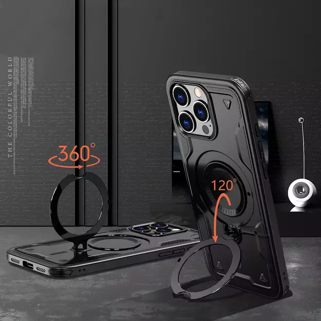 Hybrid Armor Trendy Case with MagSafe for iPhone 16 Pro - Black 9