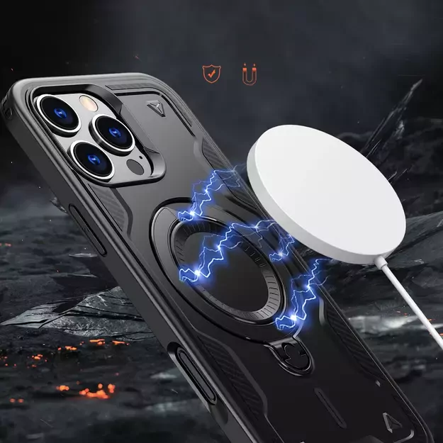 Hybrid Armor Trendy Case with MagSafe for iPhone 16 Pro - Black 10