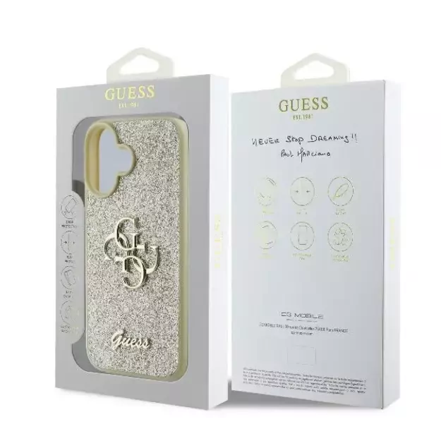 Guess Fixed Glitter Big 4G Case for iPhone 16 Plus - Gold 14