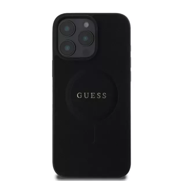 Guess Saffiano Classic Logo MagSafe iPhone 16 Pro Case - Black 2