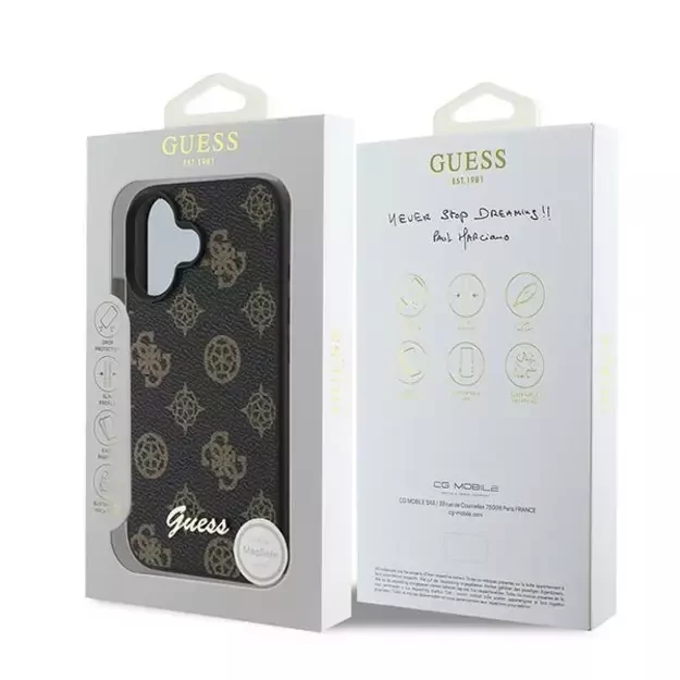 Guess Peony Script MagSafe iPhone 16 Plus Case - Black 7