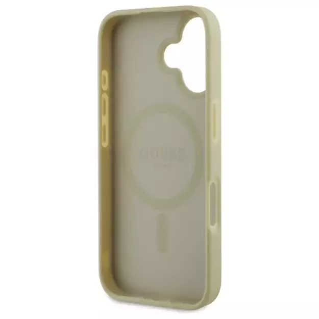 Guess Saffiano Peony Classic Logo MagSafe case for iPhone 16 - gold 13
