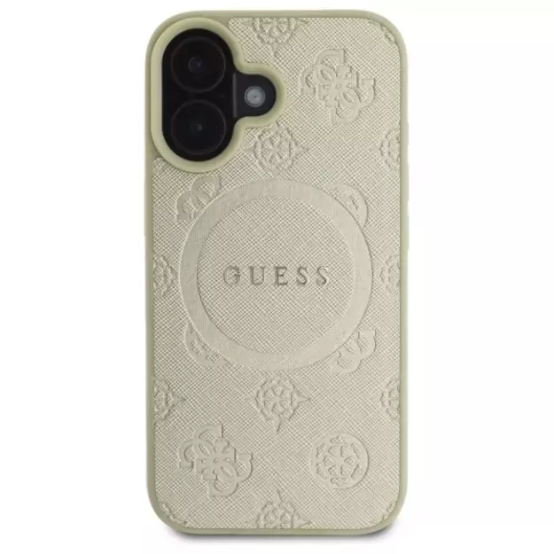 Guess Saffiano Peony Classic Logo MagSafe case for iPhone 16 - gold 9