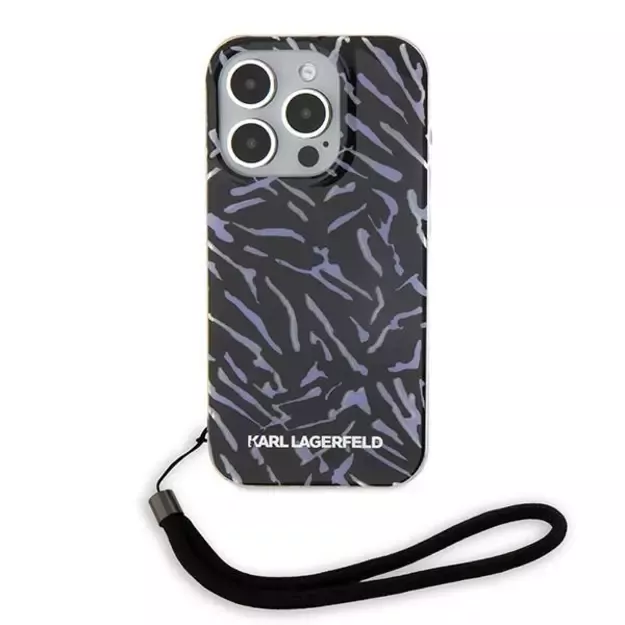 Karl Lagerfeld Zebra With Cord iPhone 15 Pro Max Case - Purple 1