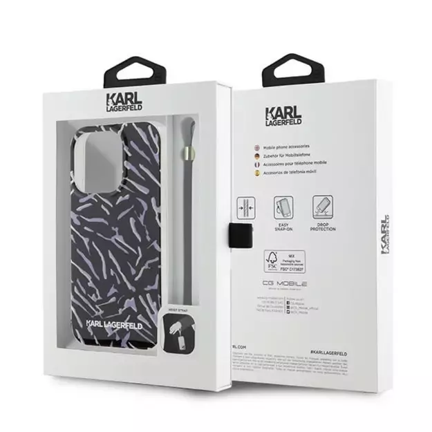 Karl Lagerfeld Zebra With Cord iPhone 15 Pro Max Case - Purple 6