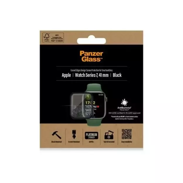PanzerGlass Curved Antibacterial Tempered Glass for Apple Watch 7 - 41mm - Black 4