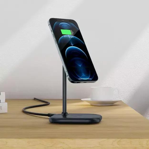 Acefast 15W Qi Wireless Charger for iPhone (with MagSafe) and Apple AirPods Stand Holder Magnetic Holder Gray (E6 gray) 14