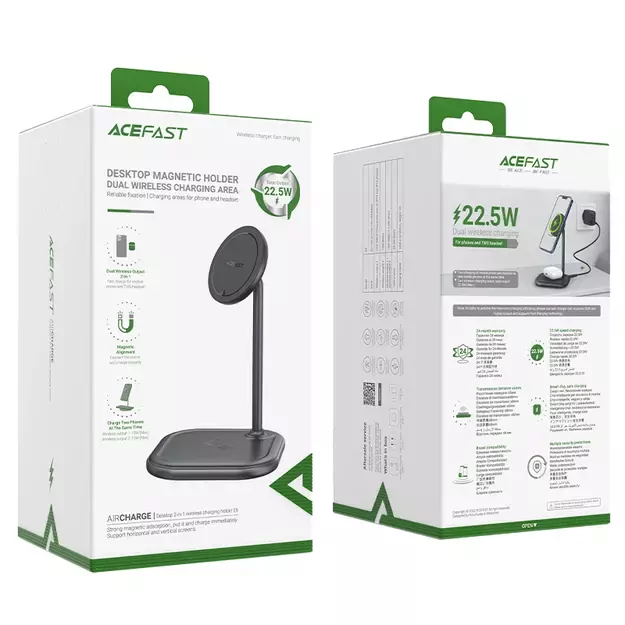 Acefast 15W Qi Wireless Charger for iPhone (with MagSafe) and Apple AirPods Stand Holder Magnetic Holder Gray (E6 gray) 12