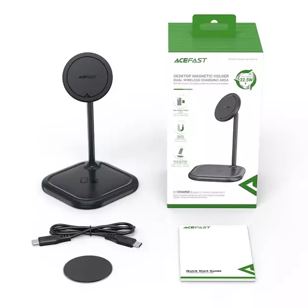 Acefast 15W Qi Wireless Charger for iPhone (with MagSafe) and Apple AirPods Stand Holder Magnetic Holder Gray (E6 gray) 16