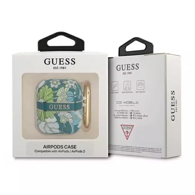 Guess GUA2HHFLN AirPods cover green/green Flower Strap Collection 2