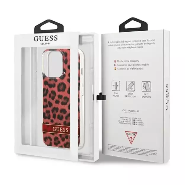 Guess GUHCP13LHSLEOR iPhone 13 Pro / 13 6.1&quot  red/red hardcase Leopard 14