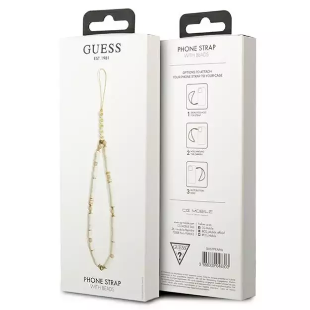 Guess pendant GUSTPEAW Phone Strap white/white Heishi Beads 2