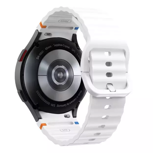 Tech-Protect Silicone Sport Strap for Samsung Galaxy Watch 4 / 5 / 5 Pro / 6 / 7 / FE - White 1