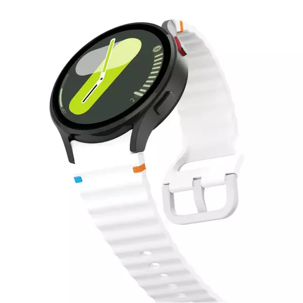 Tech-Protect Silicone Sport Strap for Samsung Galaxy Watch 4 / 5 / 5 Pro / 6 / 7 / FE - White 2