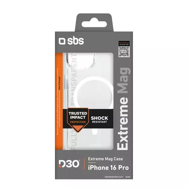 SBS Extreme Mag D3O MagSafe Case for iPhone 16 Pro - Transparent 2
