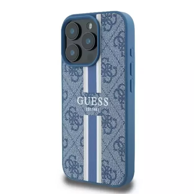 Guess 4G Printed Stripes MagSafe case for iPhone 16 Pro - blue 8