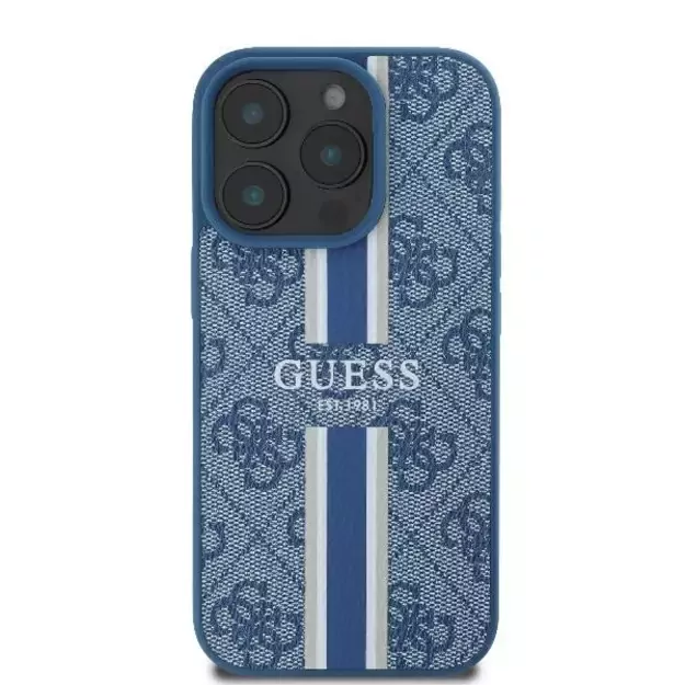 Guess 4G Printed Stripes MagSafe case for iPhone 16 Pro - blue 9