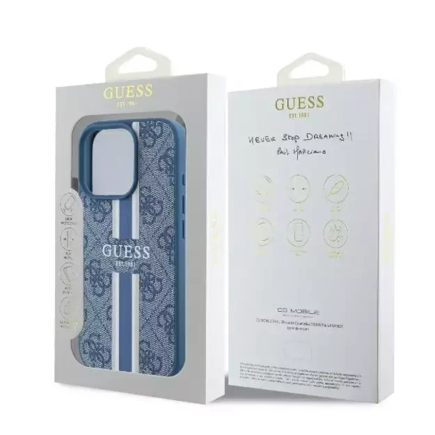 Guess 4G Printed Stripes MagSafe case for iPhone 16 Pro - blue 14