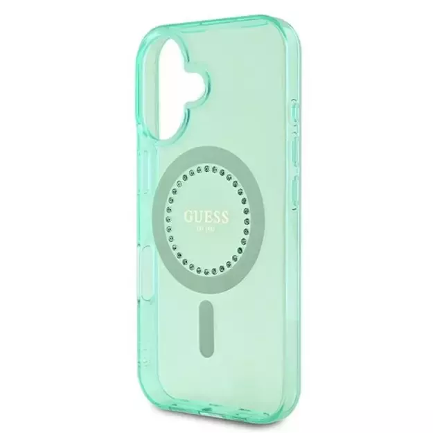 Guess IML Rhinestones MagSafe iPhone 16 Case - Green 10