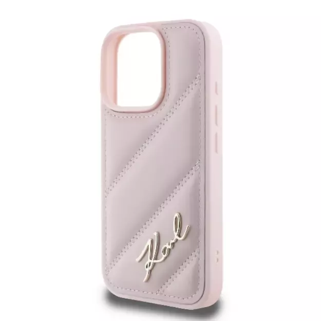 Karl Lagerfeld Quilted Signature iPhone 16 Pro Case - Pink 12