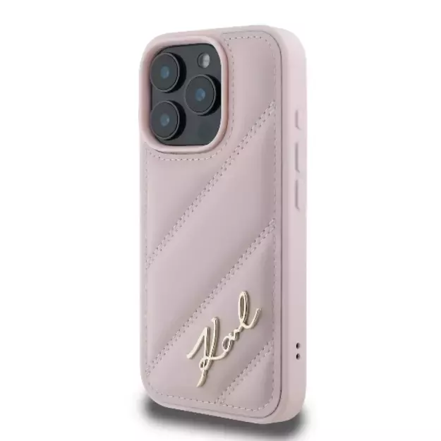 Karl Lagerfeld Quilted Signature iPhone 16 Pro Case - Pink 8