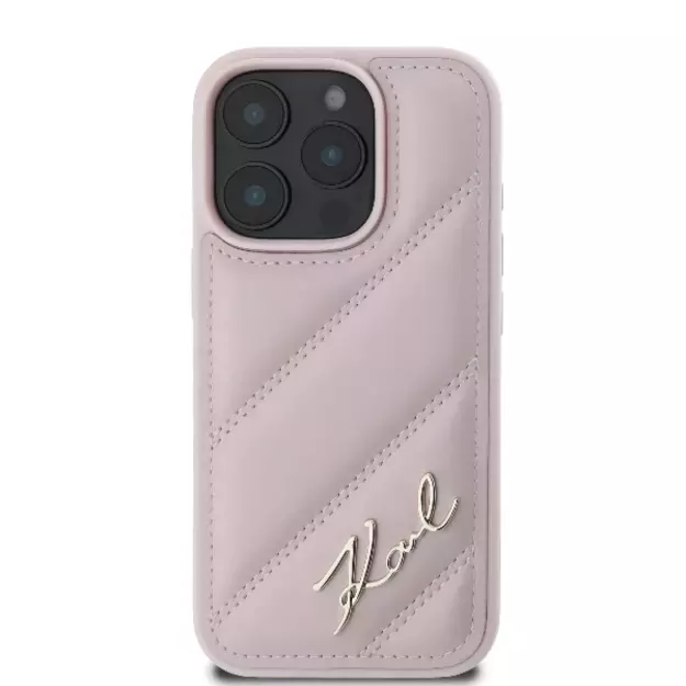 Karl Lagerfeld Quilted Signature iPhone 16 Pro Case - Pink 9