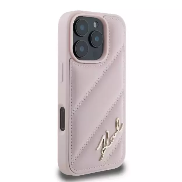 Karl Lagerfeld Quilted Signature iPhone 16 Pro Case - Pink 10